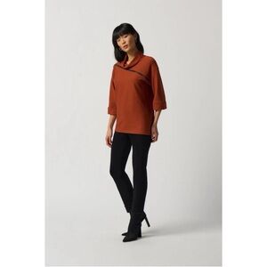 Joseph Ribkoff Tandoori Zip Detail Cowlneck Sweater 14 - Boxy Tunic 3/4 Sleeves